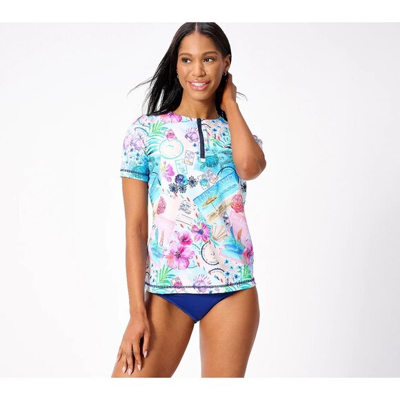 Kim Gravel x Swimsuits For All Zip Front Swim Tee Size 6 Girls Trip Beach Surf - Picture 1 of 10